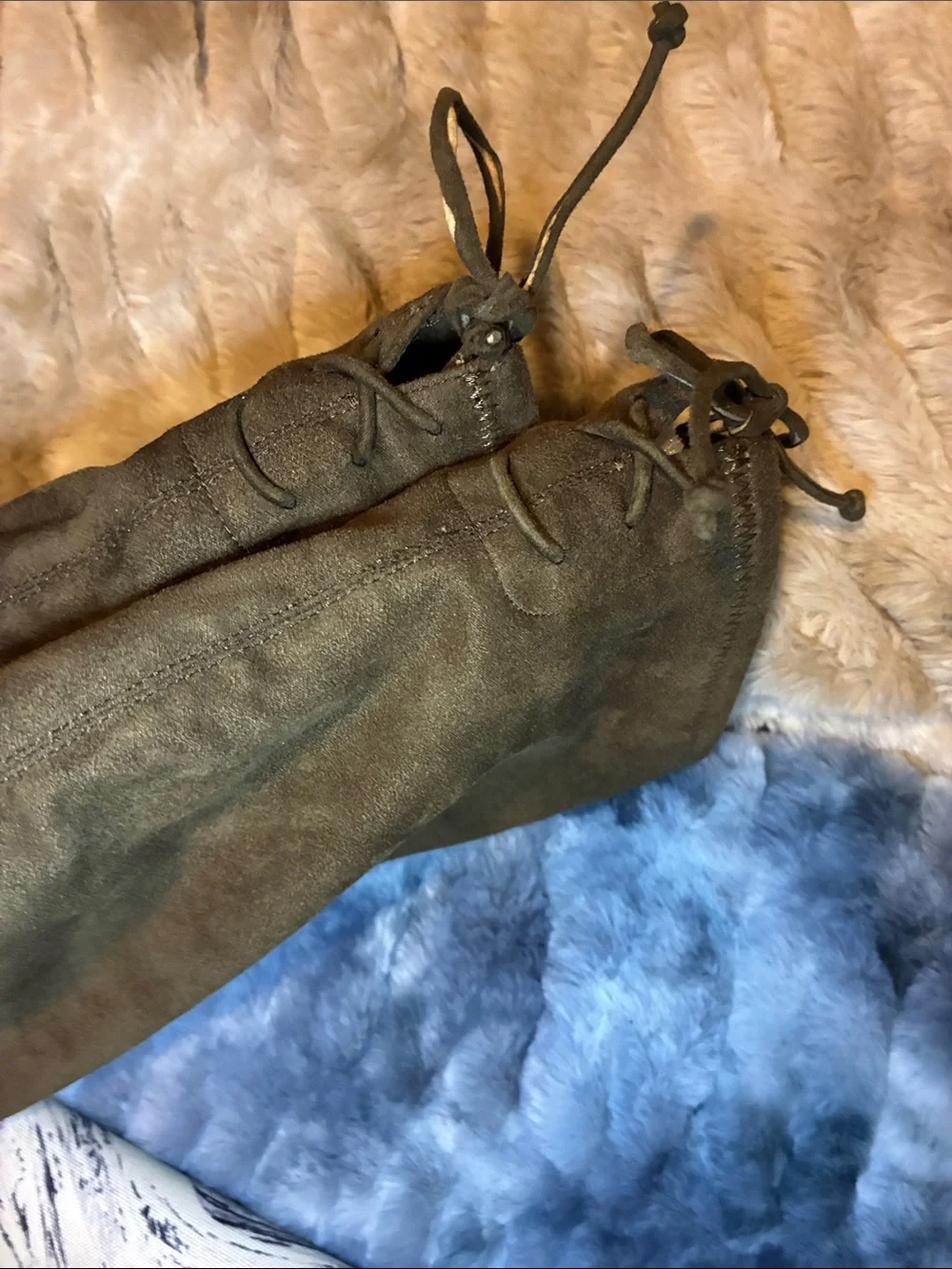 Zara Olive Over-the-Knee Suede Boots